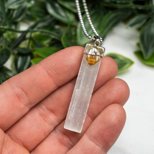 Selenite with Citrine Necklace Random