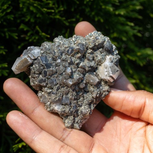 Medium Fluorite with Druzy Quartz and Pyrite #5
