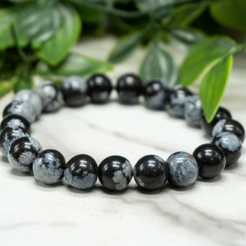 Snowflake Obsidian Bracelet 10mm
