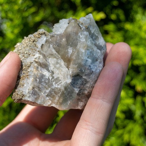 Medium Fluorite with Druzy Quartz and Pyrite #7
