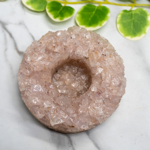 Rose Quartz Chip Candle Holder