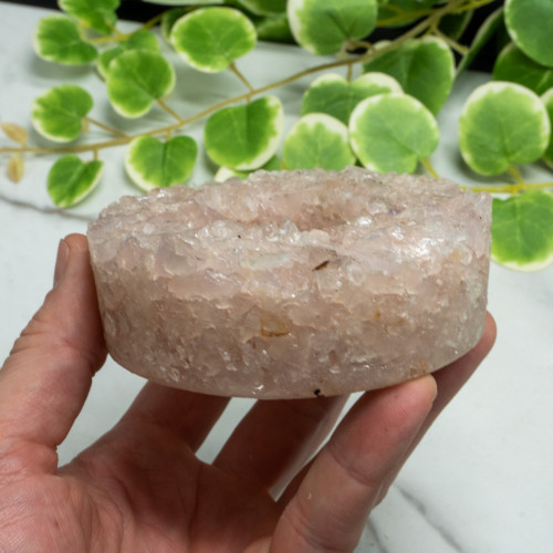 Rose Quartz Chip Candle Holder