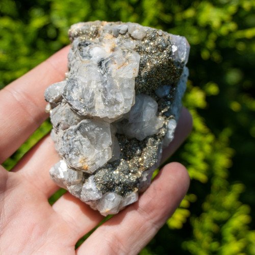 Medium Fluorite with Druzy Quartz and Pyrite #9