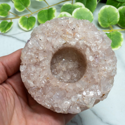 Rose Quartz Chip Candle Holder