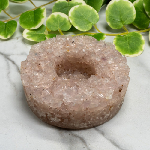 Rose Quartz Chip Candle Holder