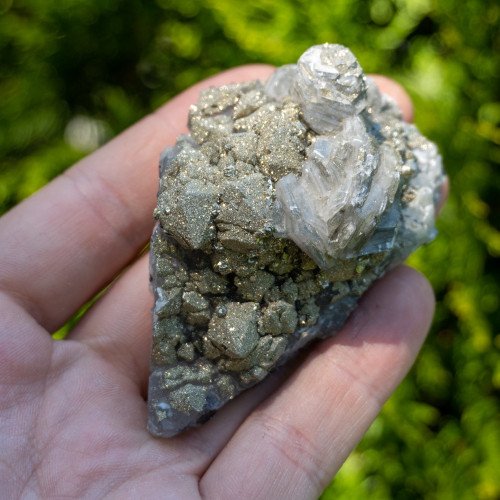 Medium Fluorite with Druzy Quartz and Pyrite #10