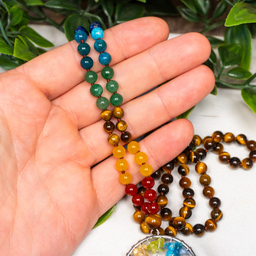 Tiger Eye Tree of Life Mala Necklace