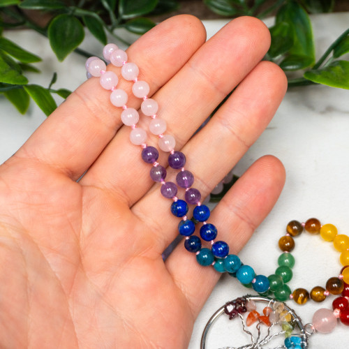 Rose Quartz Tree of Life Mala Necklace