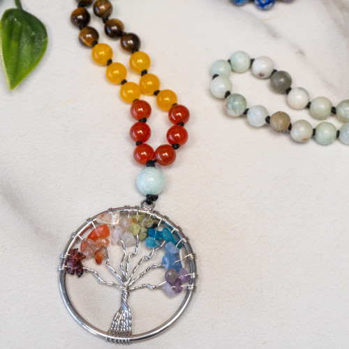 Amazonite Tree of Life Mala Necklace