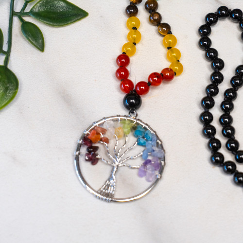 Obsidian Tree of Life Mala Necklace