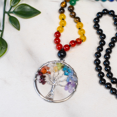 Obsidian Tree of Life Mala Necklace