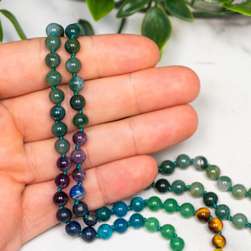 Moss Agate Tree of Life Mala Necklace