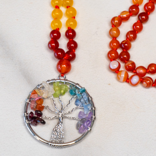 Carnelian Tree of Life Mala Necklace