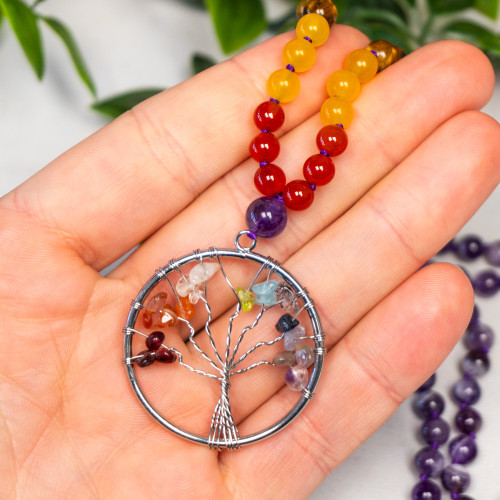 Amethyst Tree of Life Mala Necklace