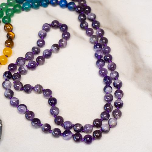 Amethyst Tree of Life Mala Necklace