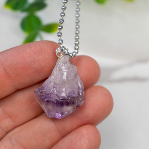 Raw Amethyst Point Necklace Random