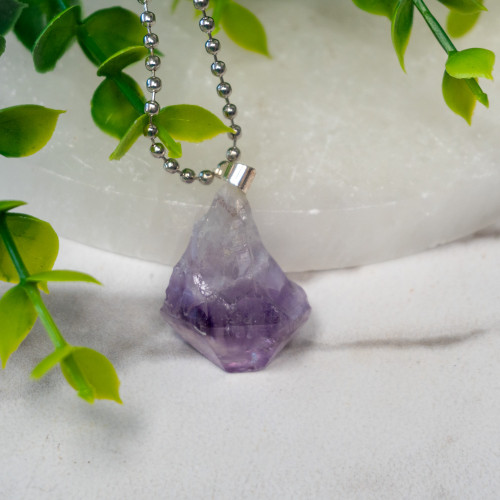 Raw Amethyst Point Necklace Random