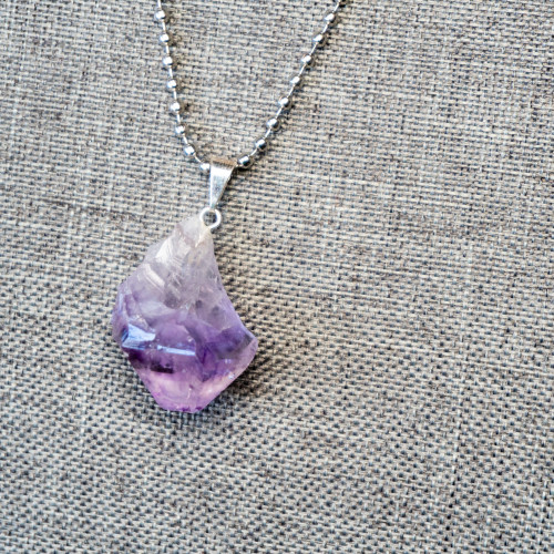 Raw Amethyst Point Necklace Random