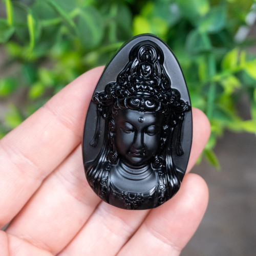 Obsidian Kuan Yin Idol