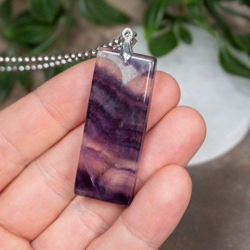 Rainbow Fluorite Rectangle Necklace #3