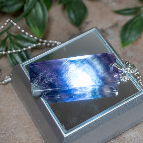 Rainbow Fluorite Rectangle Necklace #2