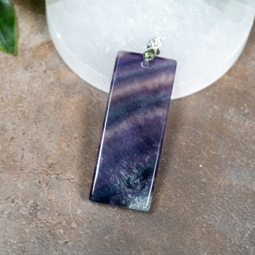 Rainbow Fluorite Rectangle Necklace #2