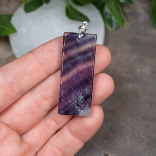 Rainbow Fluorite Rectangle Necklace #2