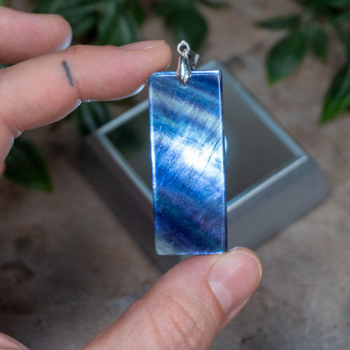 Rainbow Fluorite Rectangle Necklace #2