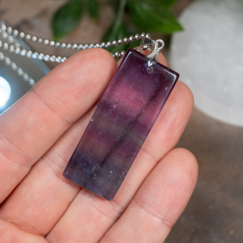 Rainbow Fluorite Rectangle Necklace #1