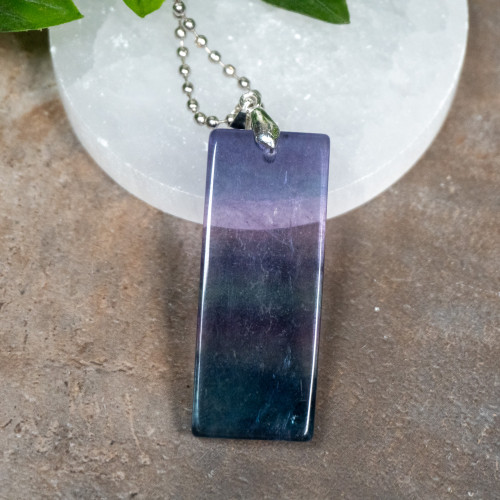 Rainbow Fluorite Rectangle Necklace #1