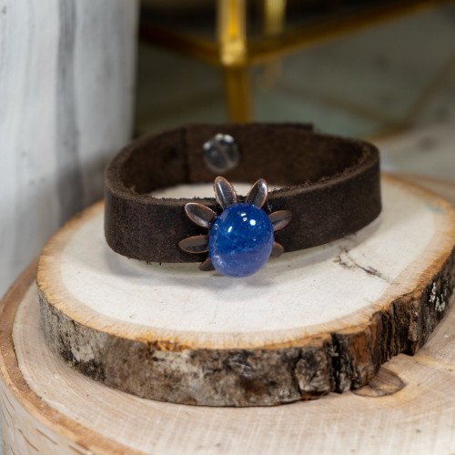 Blue Chalcedoney Leather Bracelet