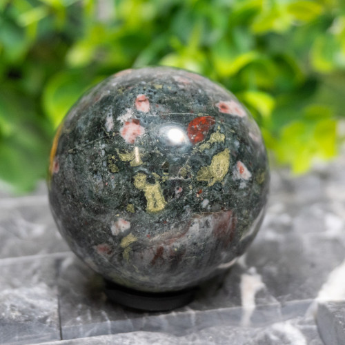 Plum Blossom Jasper Sphere #6