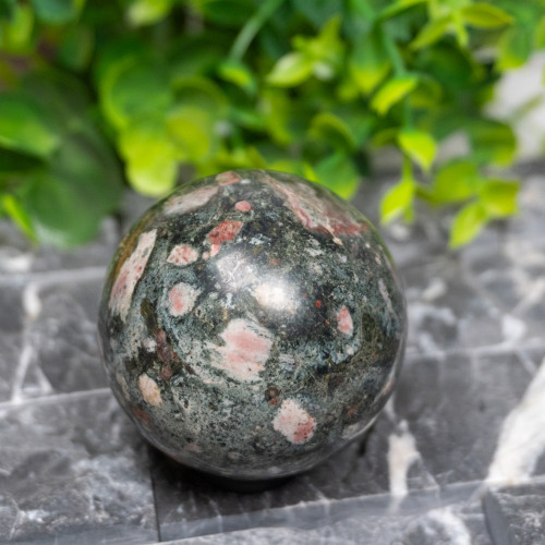 Plum Blossom Jasper Sphere #5