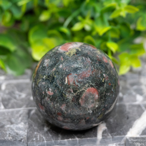 Plum Blossom Jasper Sphere #4