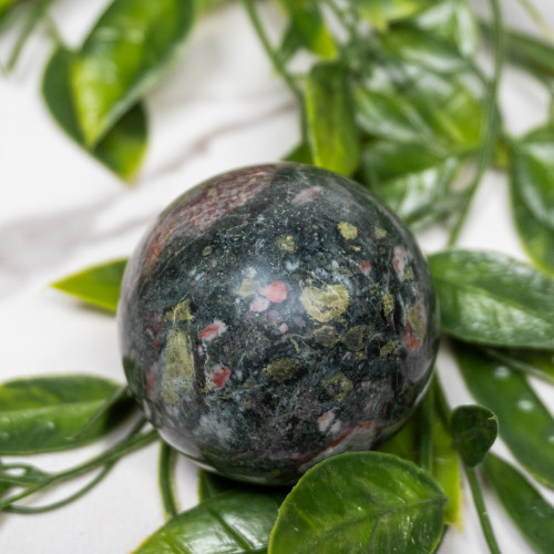 Plum Blossom Jasper Sphere #3