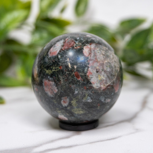 Plum Blossom Jasper Sphere #1