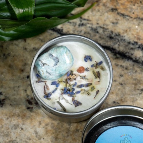 Emotional Healing Intention Candle 2oz - Caribbean Blue Calcite