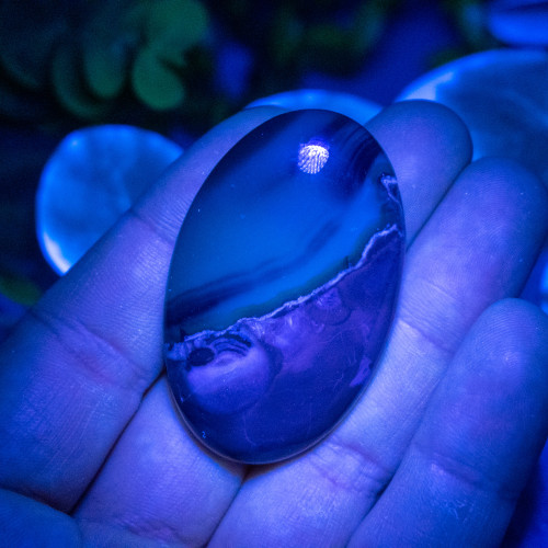 Volcano Agate (UV Reactive) Palmstone #11