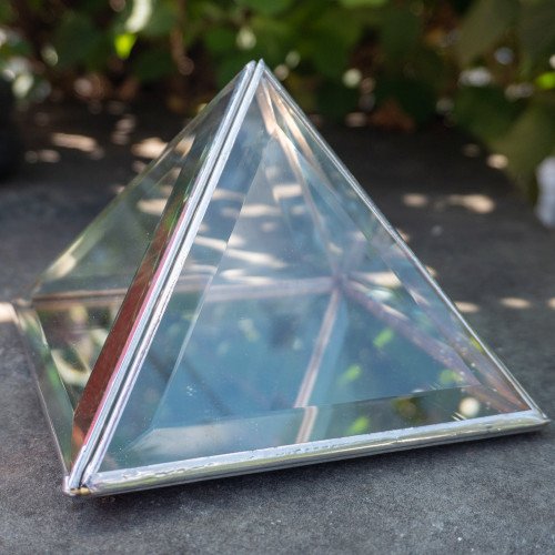 Large Silver Crystal Charging Pyramid