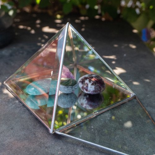 Large Silver Crystal Charging Pyramid
