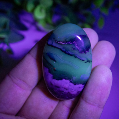 Volcano Agate (UV Reactive) Palmstone #1
