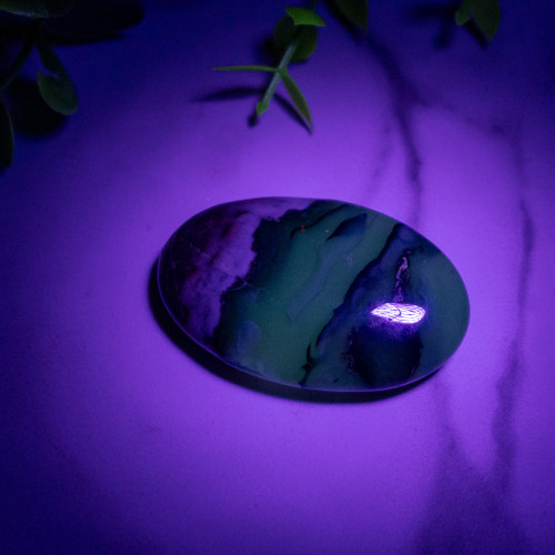 Volcano Agate (UV Reactive) Palmstone #1