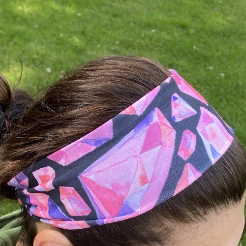 Pink on Black Crystal Headband