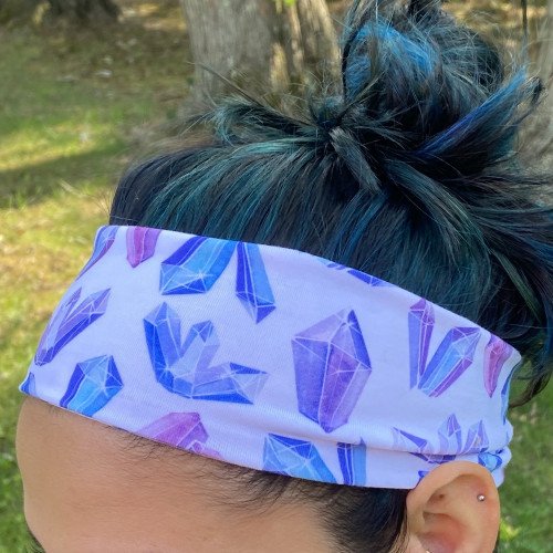 Blue and Purple Quartz Crystal Headband