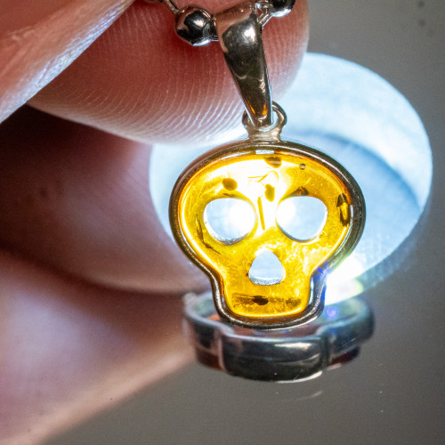 Baltic Amber Skull Pendant
