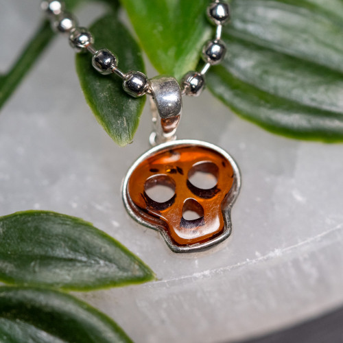 Baltic Amber Skull Pendant