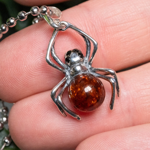 Baltic Amber Large Spider Silver Pendant #1