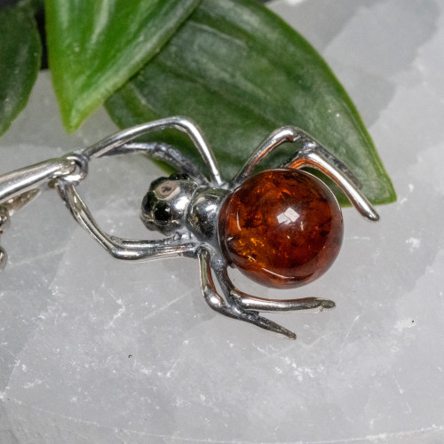 Baltic Amber Large Spider Silver Pendant #1