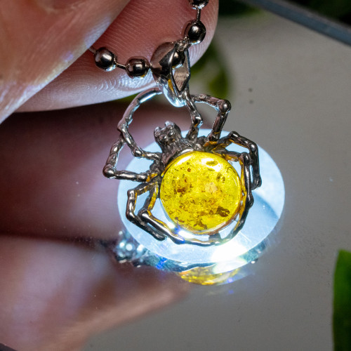 Baltic Amber Spider Silver Pendant #3