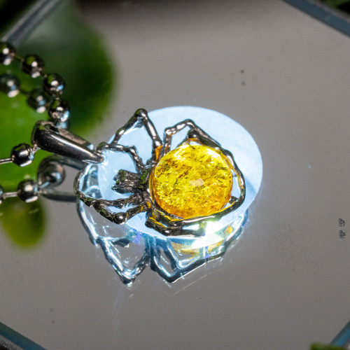 Baltic Amber Spider Silver Pendant #3